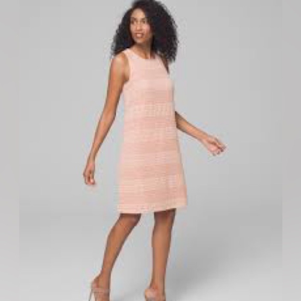 Adrianna Papell Peach-Pink Textured Midi Shift Dress